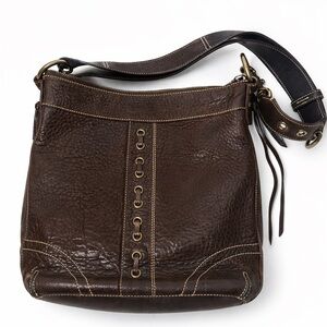 Coach Vintage Brown Leather Boho Festival Artisan Crossbody Bag